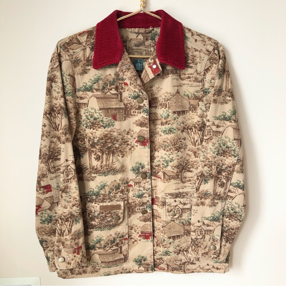 Ralph Lauren Vintage Cotton Canvas Jacket Prairie Country Scenery S